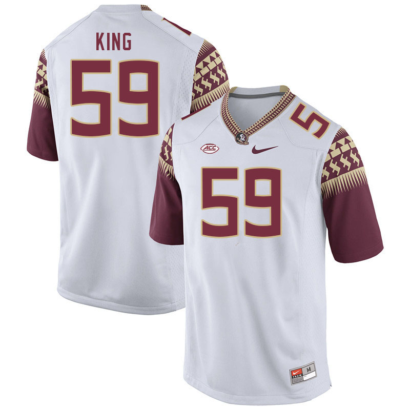 Men #59 Colin King Florida State Seminoles College Football Jerseys Stitched-White